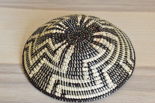 African Woven Basket, Senegal Basket, Woven Bowl, Natural Palm Fiber, 12" diameter