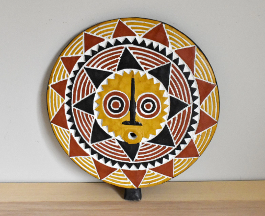 Handcrafted Wood Solar Mask, Burkina Faso Mask, Authentic African Mask Decoration