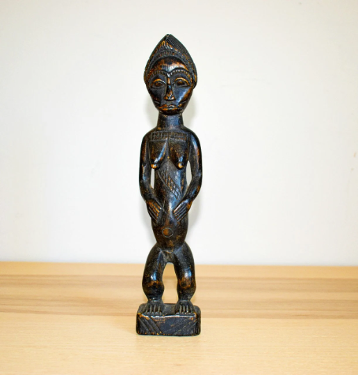 Hand-Carved African Wood Sculpture, Senegal Wolof Woman Sculpture, African Decoration