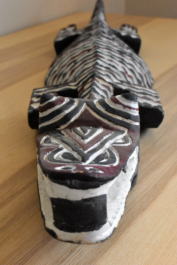 Handcrafted Wood Crocodile, Burkina Faso Mask, African Bobo Mask Decoration, Collector Piece