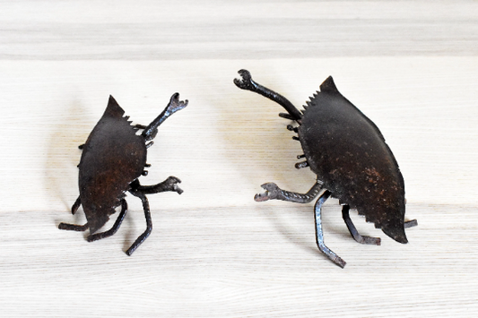 African Crab Sculptures (Set of 2), Handcrafted Senegal Metal Sculpture