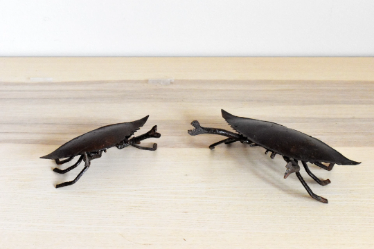 African Crab Sculptures (Set of 2), Handcrafted Senegal Metal Sculpture