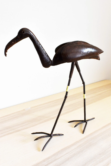 African Ibis Sculpure (Set of 2),  Handcrafted Senegal Metal Sculpture