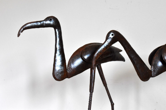 African Ibis Sculpure (Set of 2),  Handcrafted Senegal Metal Sculpture