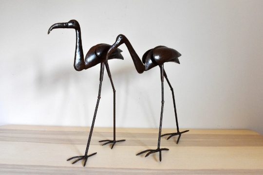 African Ibis Sculpure (Set of 2),  Handcrafted Senegal Metal Sculpture