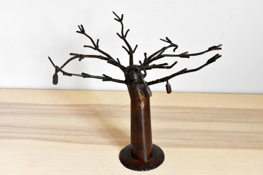 African Baobab Tree Sculpure, Handcrafted Senegal Metal Sculpture