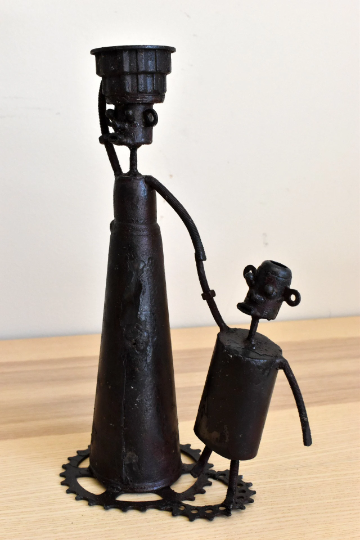 African Sculpure, Senegal Metal Sculpture, Mother & Child, Made with Recycled Materials