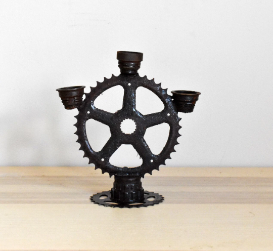 African Candleholder, Senegal Metal Sculpture, Made with Recycled Materials